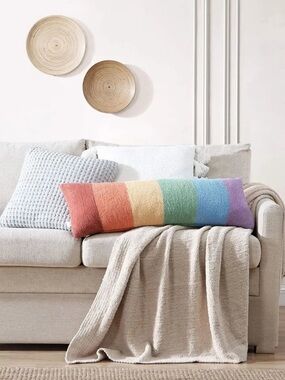 Sunday Citizen Rainbow Lumbar Pillow Memory Foam Cozy Pride 36” x 14”